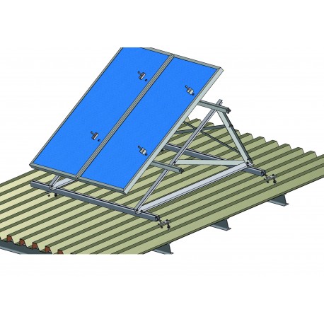 Set konstrukce pro 18 panelů 4,5kW, pro ploché střechy s nastavitelným úhlem sklonu 15 - 45°