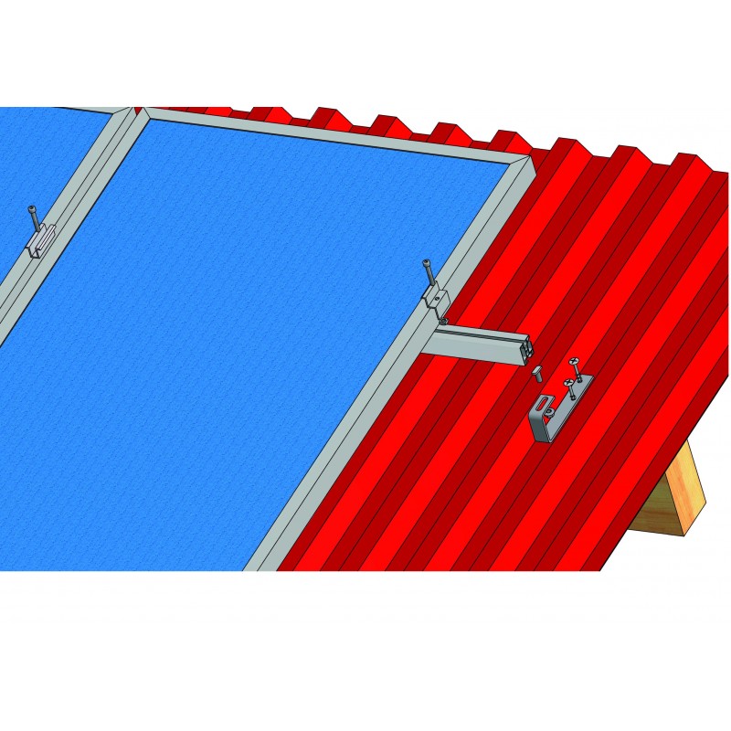 Set konstrukce pro 18 panelů 4,5kW, pro vlnité nebo plechové krytiny
