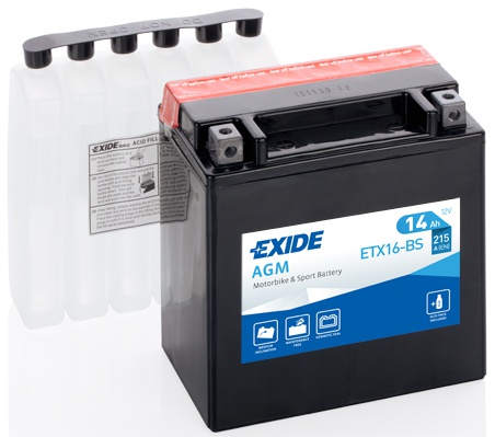 Motobaterie Exide ETX16-BS, 12V, 14Ah, 215A, Maintenance Free