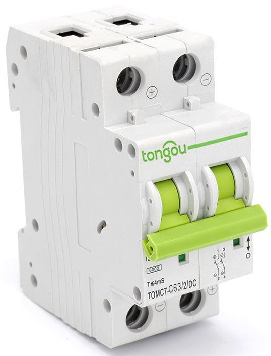 Dvoupólový DC jistič 20A/C, Tongou TOMC7-63 