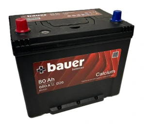Autobaterie BAUER Calcium Japan (Asia) 80Ah 12V 660A BA581 238x173x225 levá slabé jap.poly