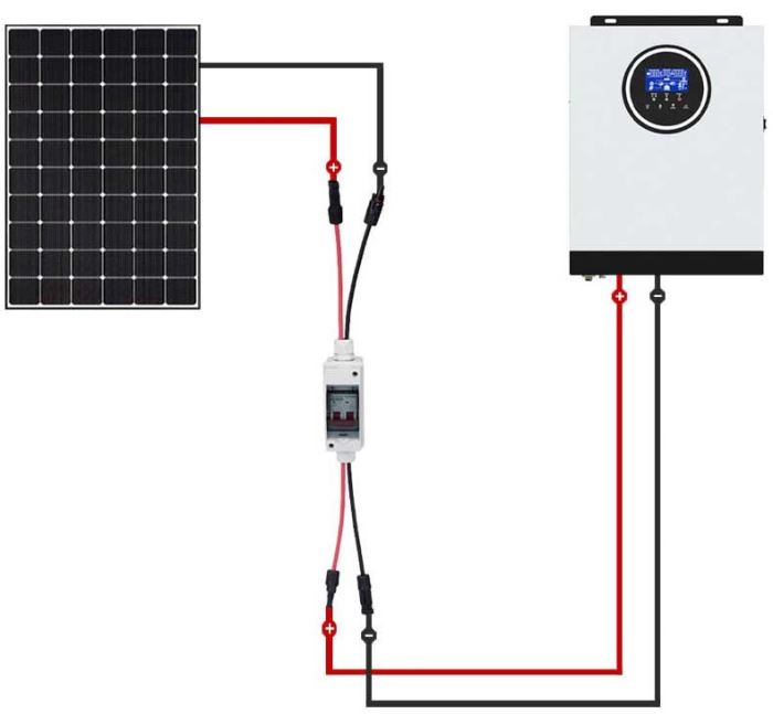 Rozvaděč DC s dvoupólovým jističem 20A/C 2P LQB1-20Z /DC string box 500V/ pro FVE