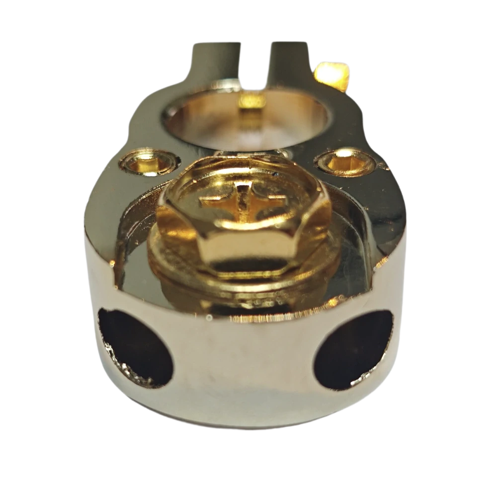 Svorka na autobaterii BCH (+) zlacená, kabely 2x 8GA + šroub (L662)