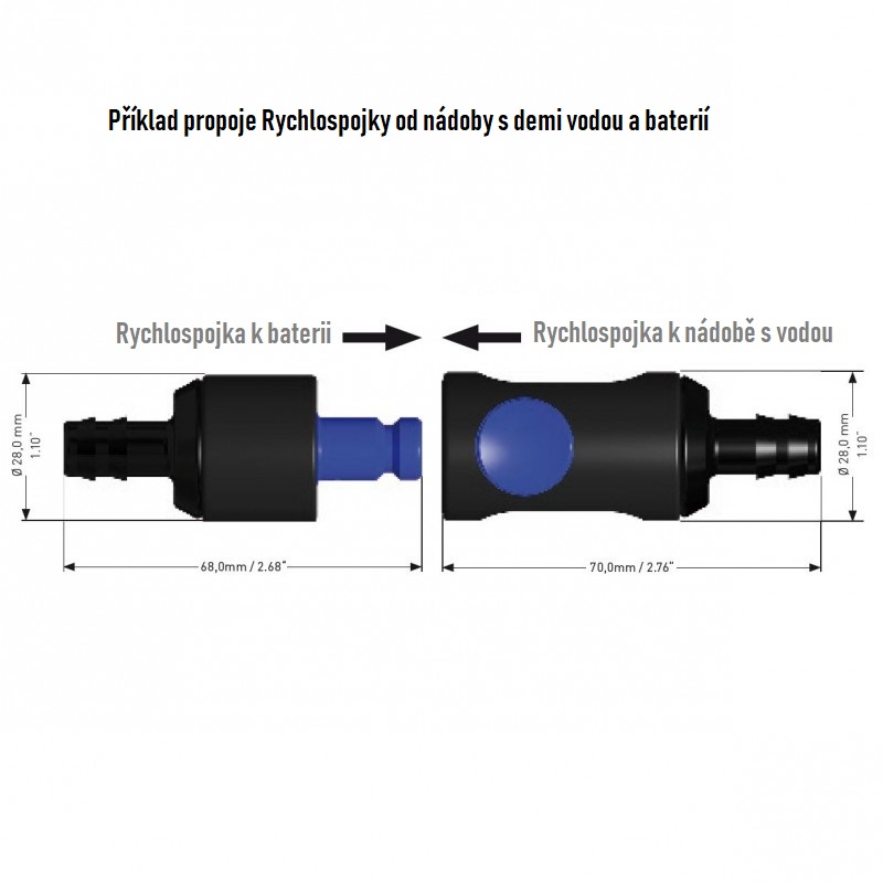 Rychlospojka BFS od nádoby prům.10mm, 09KUM1B, Connection Female NW 10mm, uzávěr AQM Nový typ