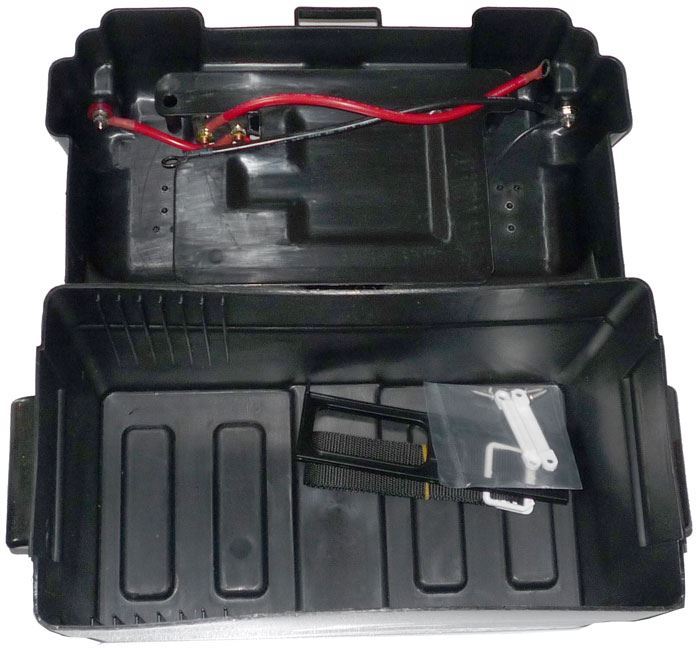 Box pro akumulátor se zásuvkami 12V a USB 5V/2,1+1A pro baterii 100Ah, BA850