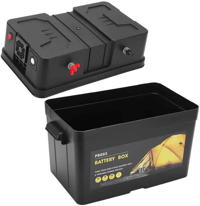 Box BCH Battery pro akumulátor se zásuvkami 3x12V a USB 5V/2,1+1A pro baterii 100Ah, PB003
