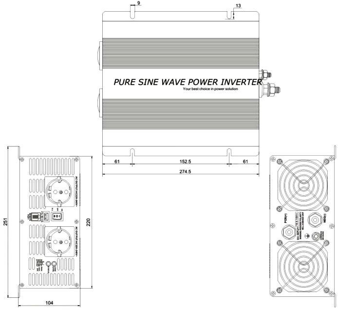 Měnič napětí 12V/230V+USB 2000W, CARSPA SK2000, čistá sinusovka, D.O.